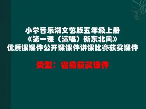 小学音乐湘文艺版五年级上册《第一课(演唱)新东北风》优质课课件公开课课件讲课比赛获奖课件D001