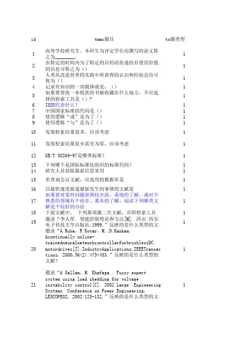 文献检索考试题库