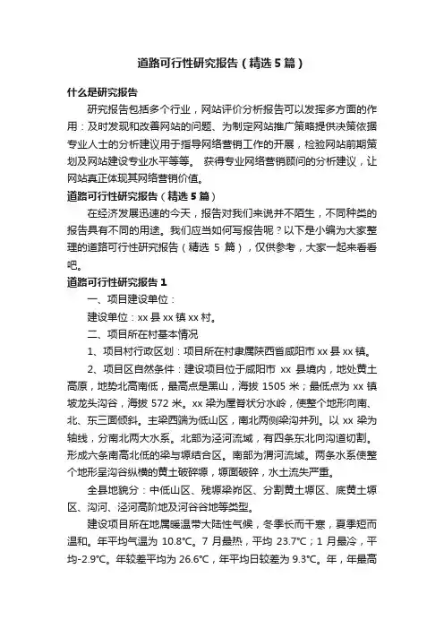 道路可行性研究报告（精选5篇）
