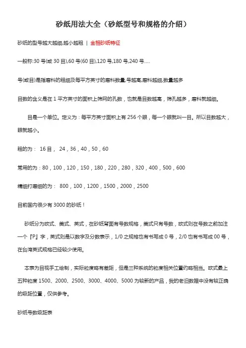 砂纸用法大全砂纸型和规格的介绍