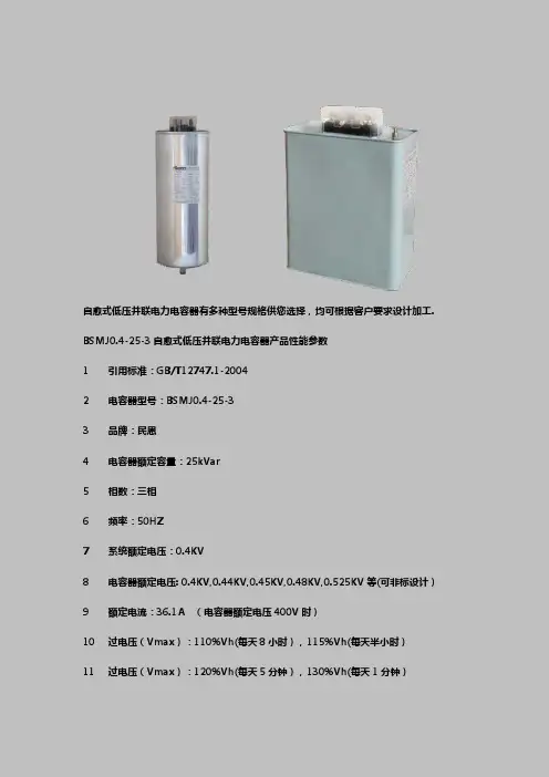 BSMJ0.4-25-3电力电容器