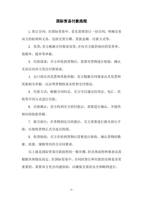 国际贸易付款流程
