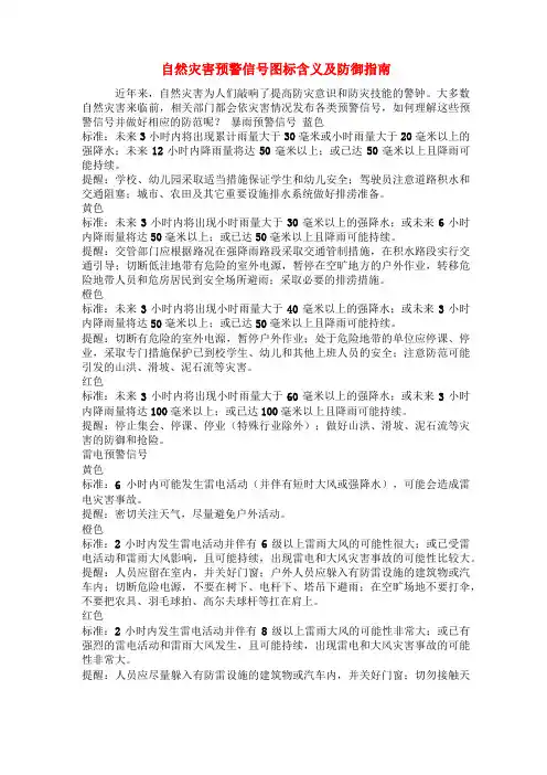 自然灾害预警信号图标含义及防御指南