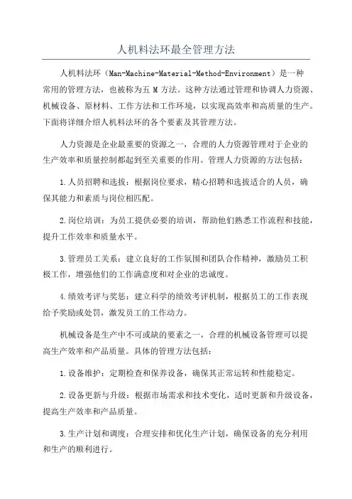 人机料法环最全管理方法