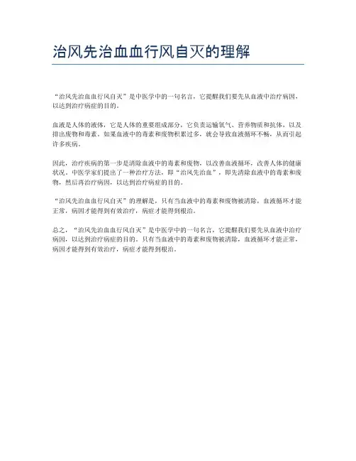 治风先治血血行风自灭的理解