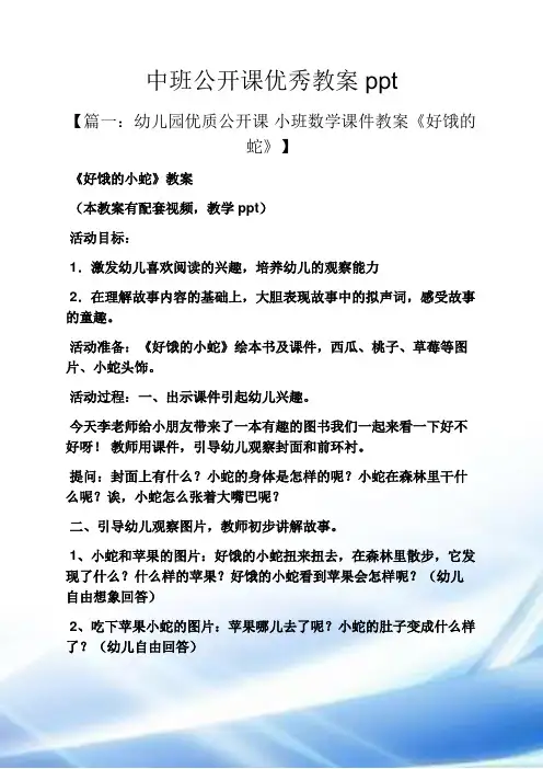 中班公开课优秀教案ppt 2
