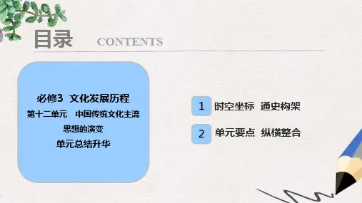 高考历史一轮复习 第12单元 中国传统文化主流思想的演变单元总结升华课件 北师大版必修3