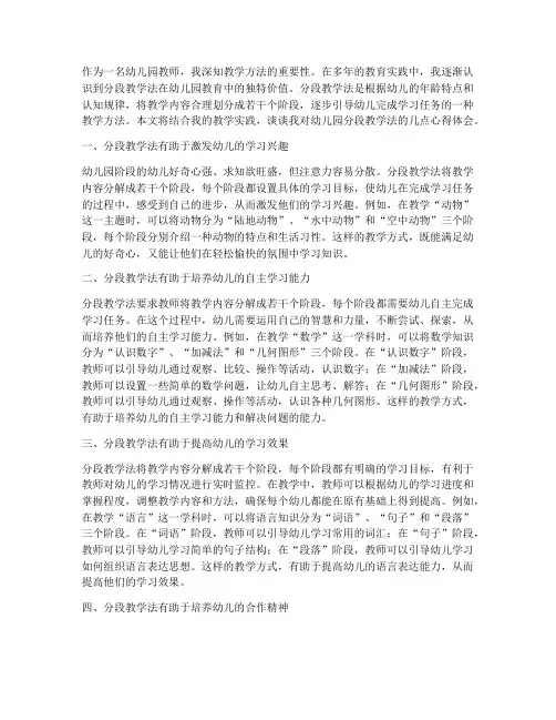 幼儿园分段教学法心得体会