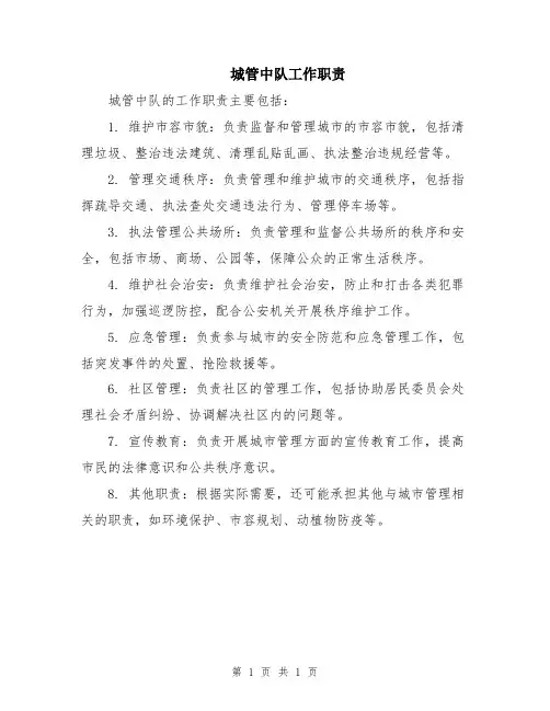 城管中队工作职责