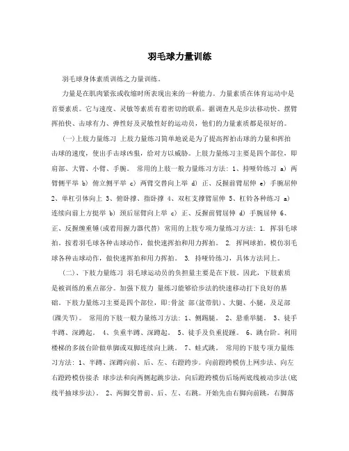 羽毛球力量训练