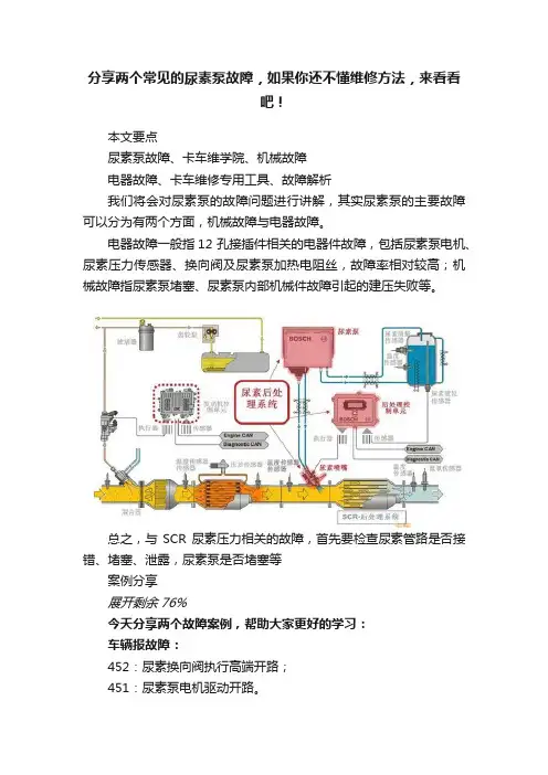 分享两个常见的尿素泵故障，如果你还不懂维修方法，来看看吧！