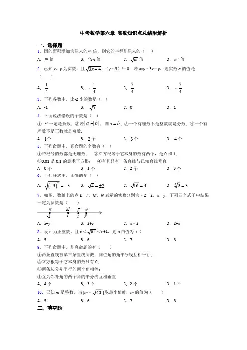 中考数学第六章 实数知识点总结附解析