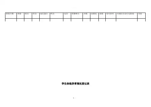 学生体检异常情况登记表