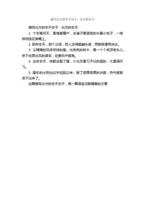 描写北方的冬天句子：北方的冬天_优美语句素材