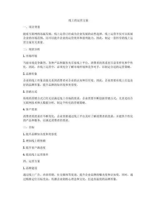 线上的运营方案
