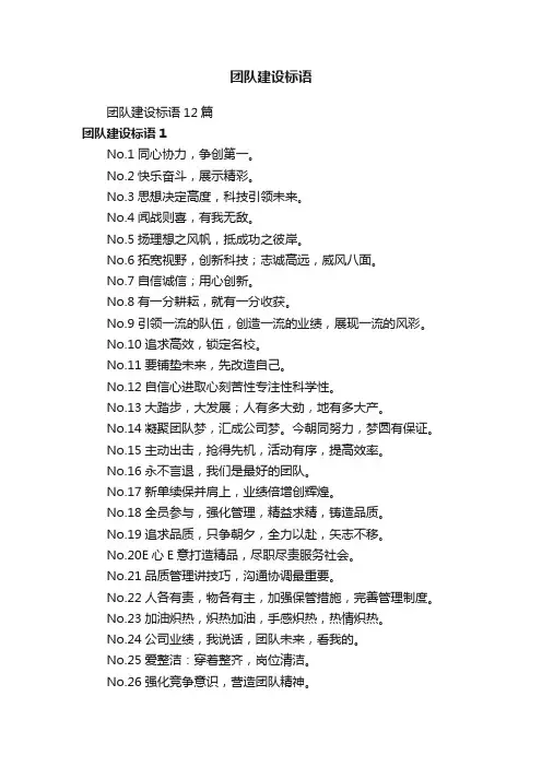 团队建设标语12篇