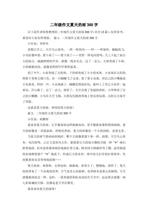二年级作文夏天的雨300字