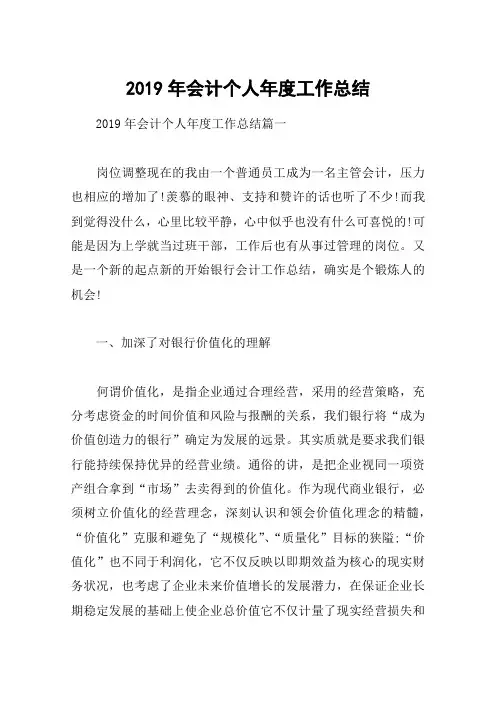 2019年会计个人年度工作总结