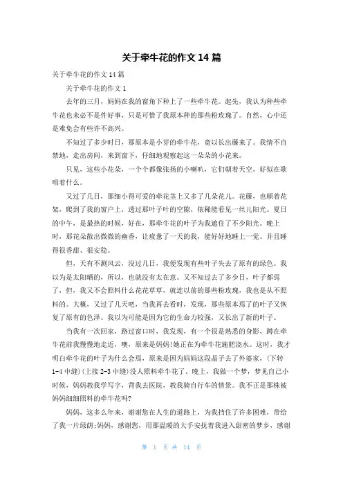 关于牵牛花的作文14篇