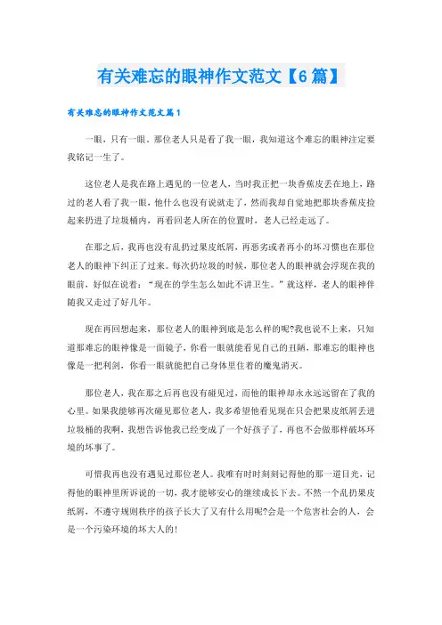 有关难忘的眼神作文范文【6篇】