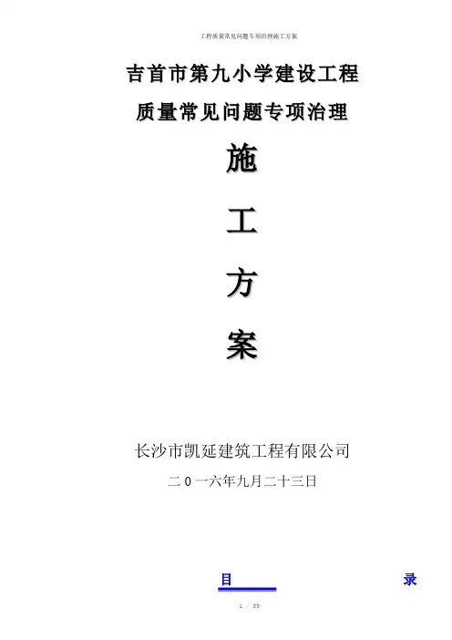 工程质量常见问题专项治理施工方案