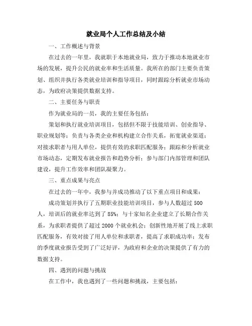 就业局个人工作总结及小结