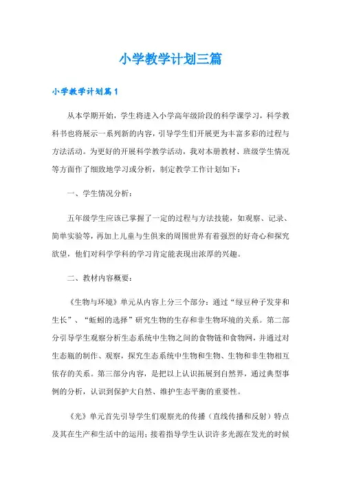 【word版】小学教学计划三篇4