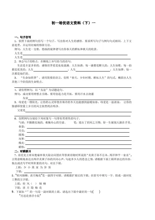 初一培优语文资料