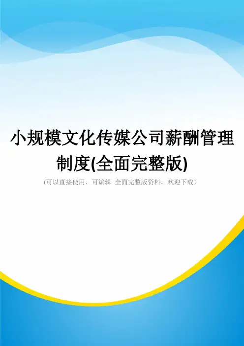小规模文化传媒公司薪酬管理制度(全面完整版)