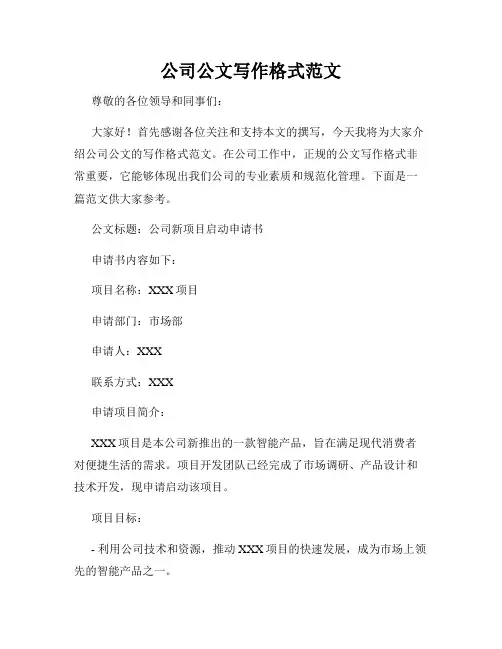公司公文写作格式范文