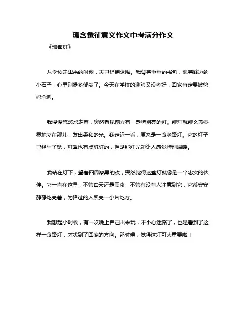 蕴含象征意义作文中考满分作文
