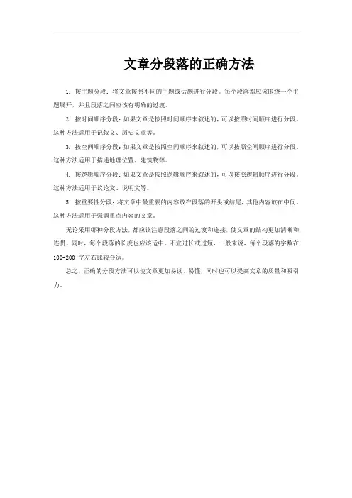 文章分段落的正确方法