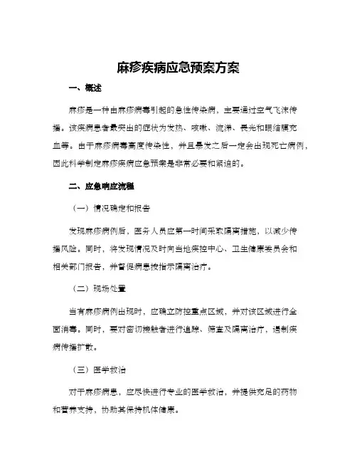 麻疹疾病应急预案方案
