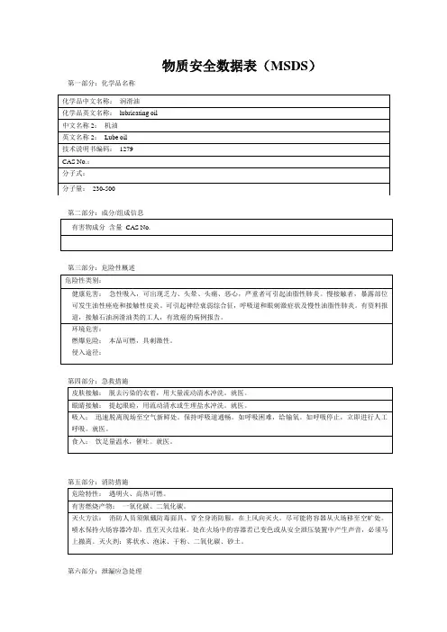 机油MSDS