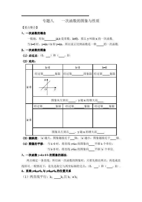 专题八   一次函数图象与性质