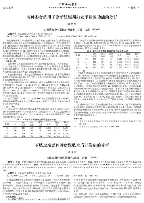 两种参考值用于诊断妊娠期妇女甲状腺功能的差异