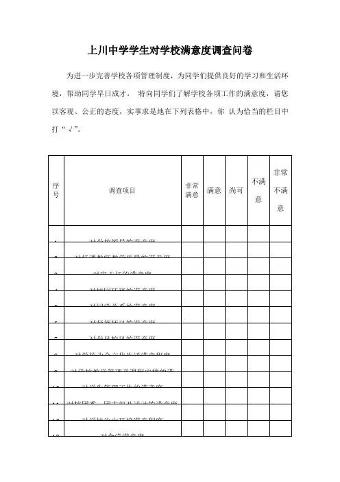 学生对学校满意度调查问卷