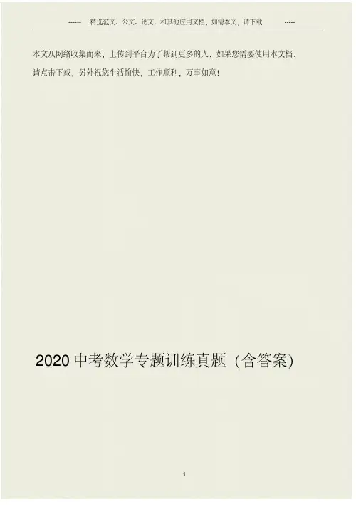 2020中考数学专题训练真题(含答案)