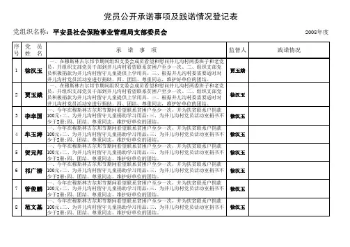 承诺  登记表