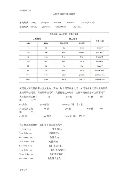 人称代词地主格和宾格