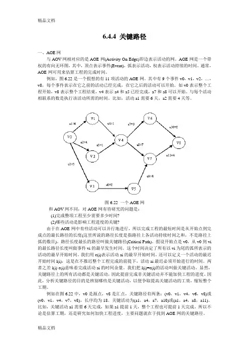 (整理)AOE关键路径.