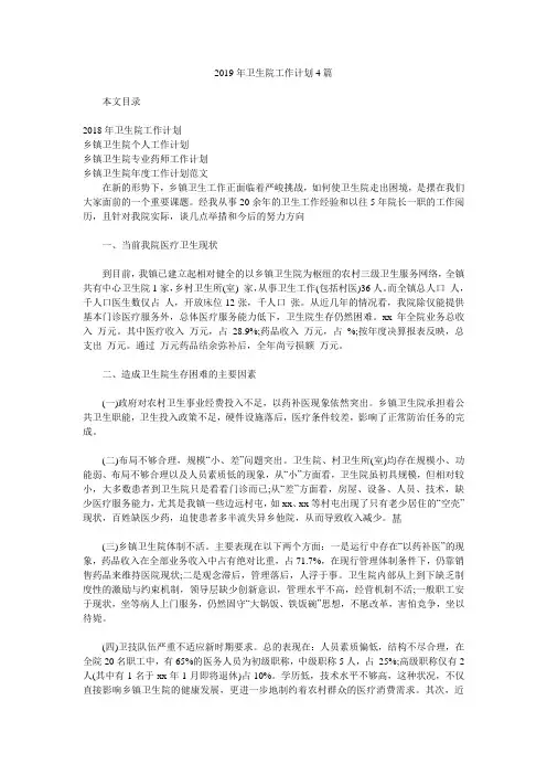2019年卫生院工作计划4篇.doc