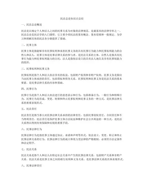 民法总论知识点总结