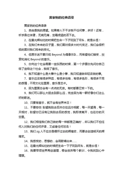 黄家驹的经典语录