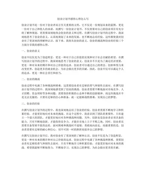 创业计划书感悟心得怎么写