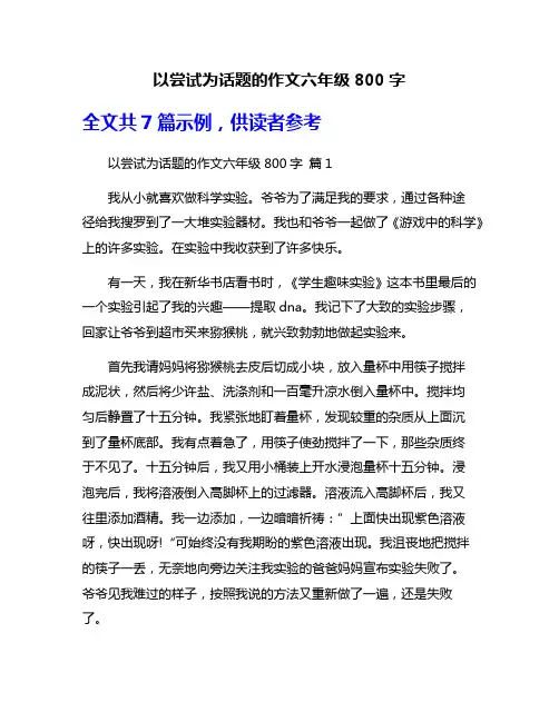 以尝试为话题的作文六年级800字