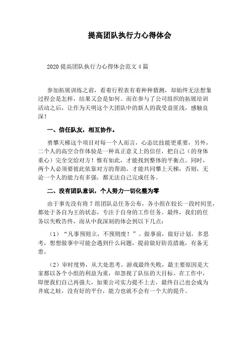 提高团队执行力心得体会