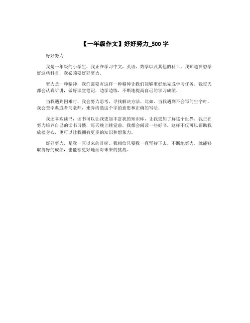 【一年级作文】好好努力_500字