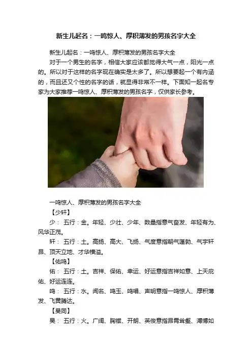 新生儿起名：一鸣惊人、厚积薄发的男孩名字大全