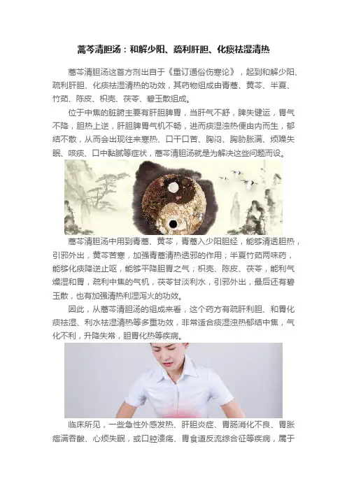 蒿芩清胆汤：和解少阳、疏利肝胆、化痰祛湿清热